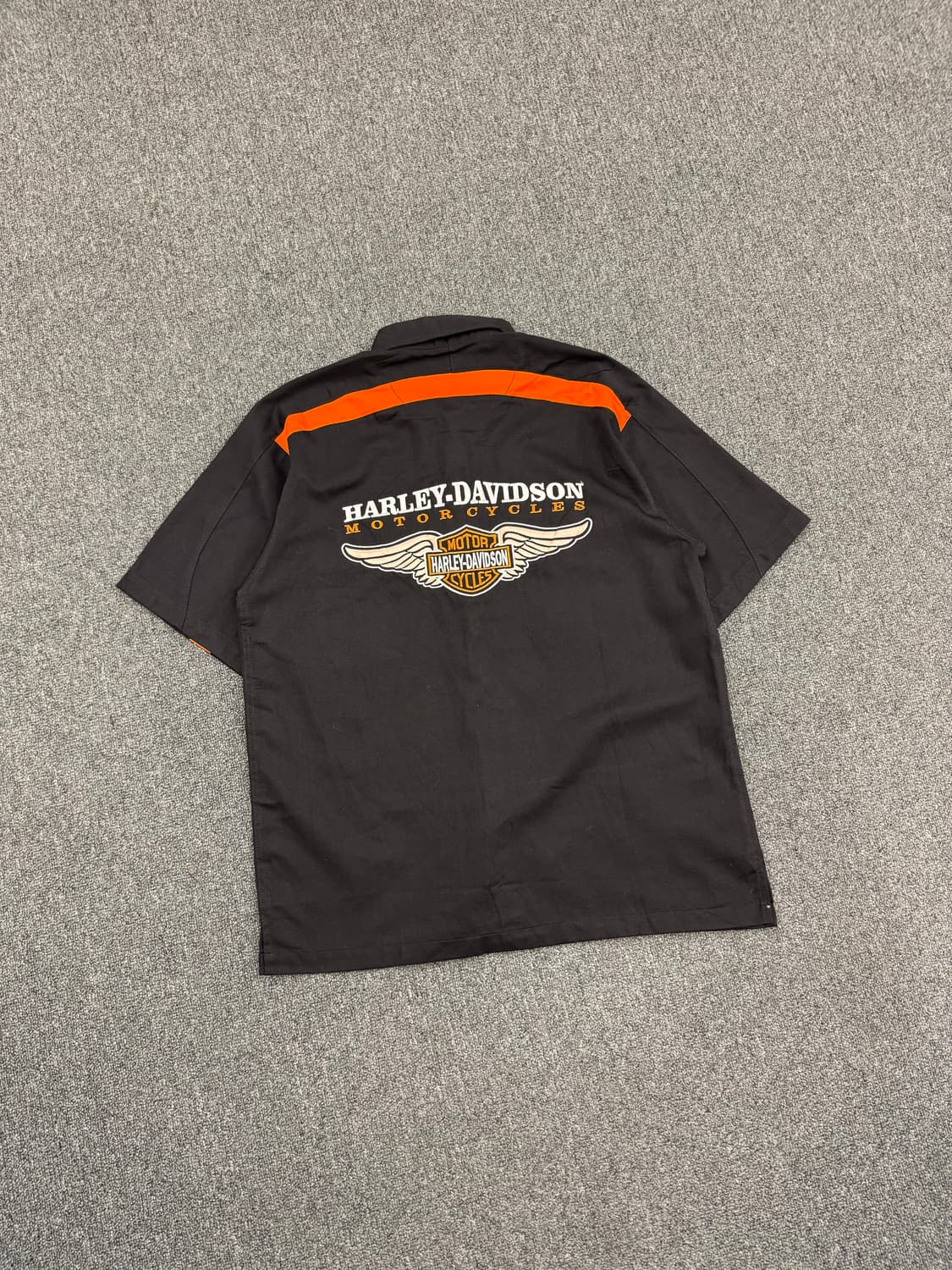 OS)할리데이비슨 빈티지 로고 자수 반팔셔츠 상품이미지5