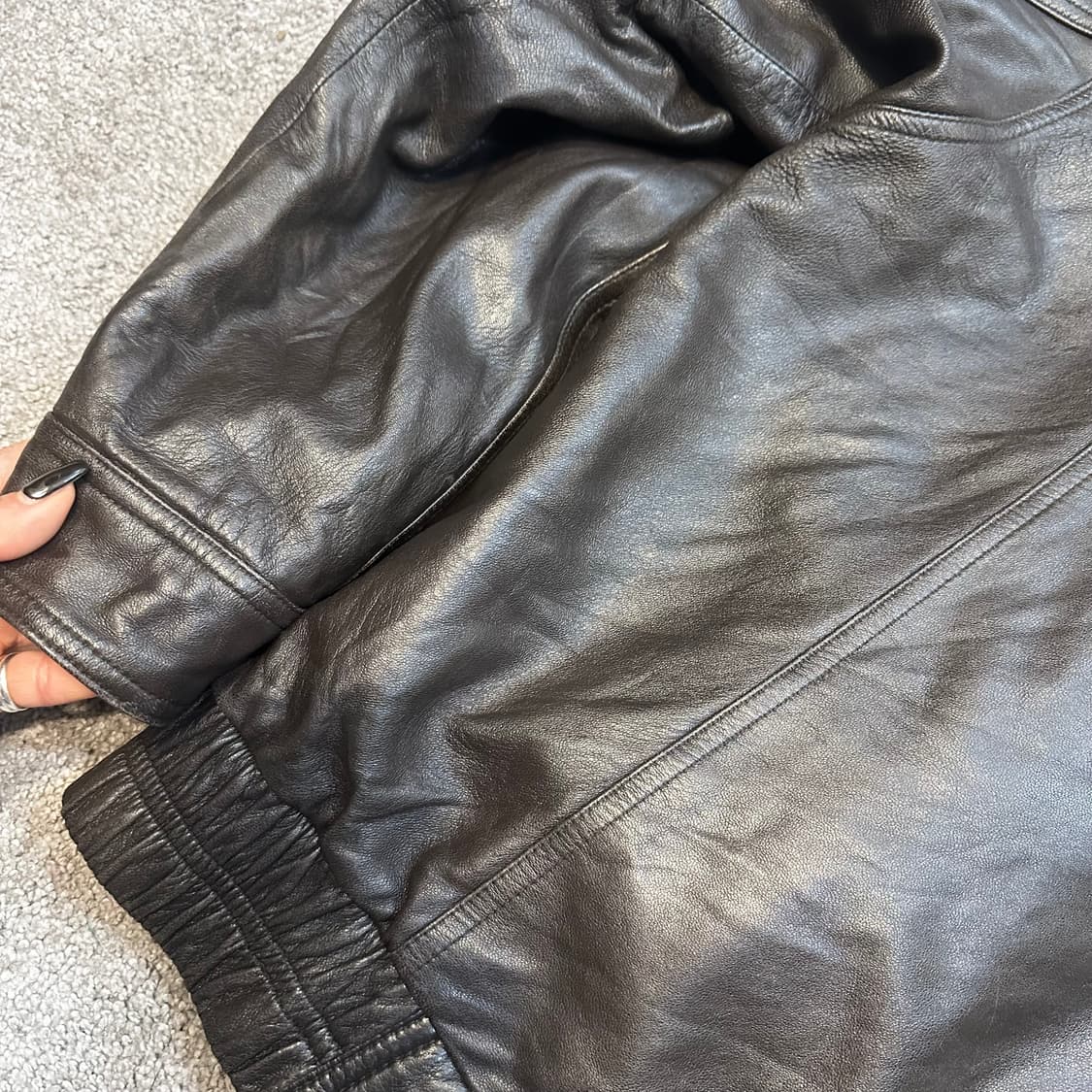 빈티지 블랙/브라운 양가죽 봄버 자켓105(내피) 상품이미지9