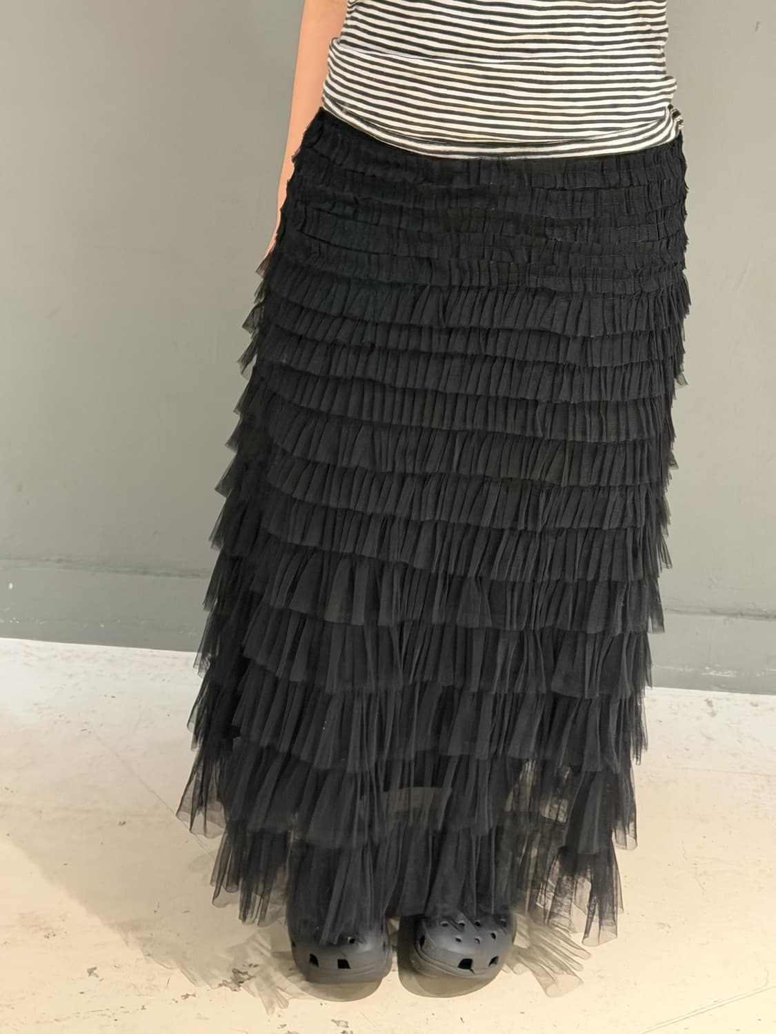 layered tulle detail long skirt 상품이미지2