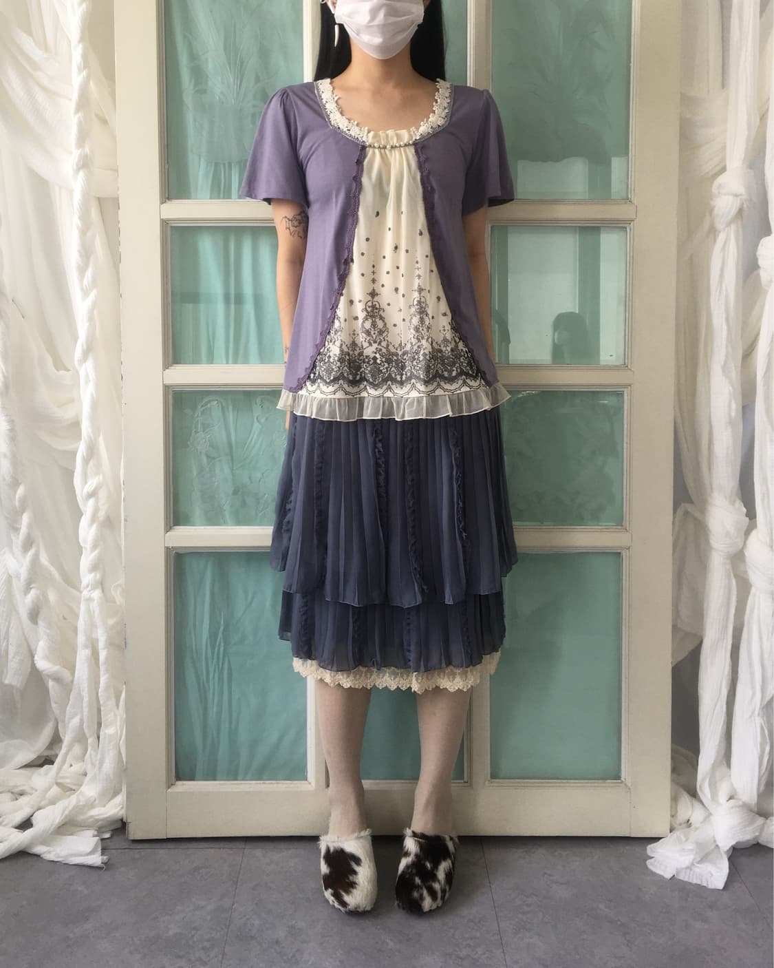 Axes femme layered point blouse 상품이미지6