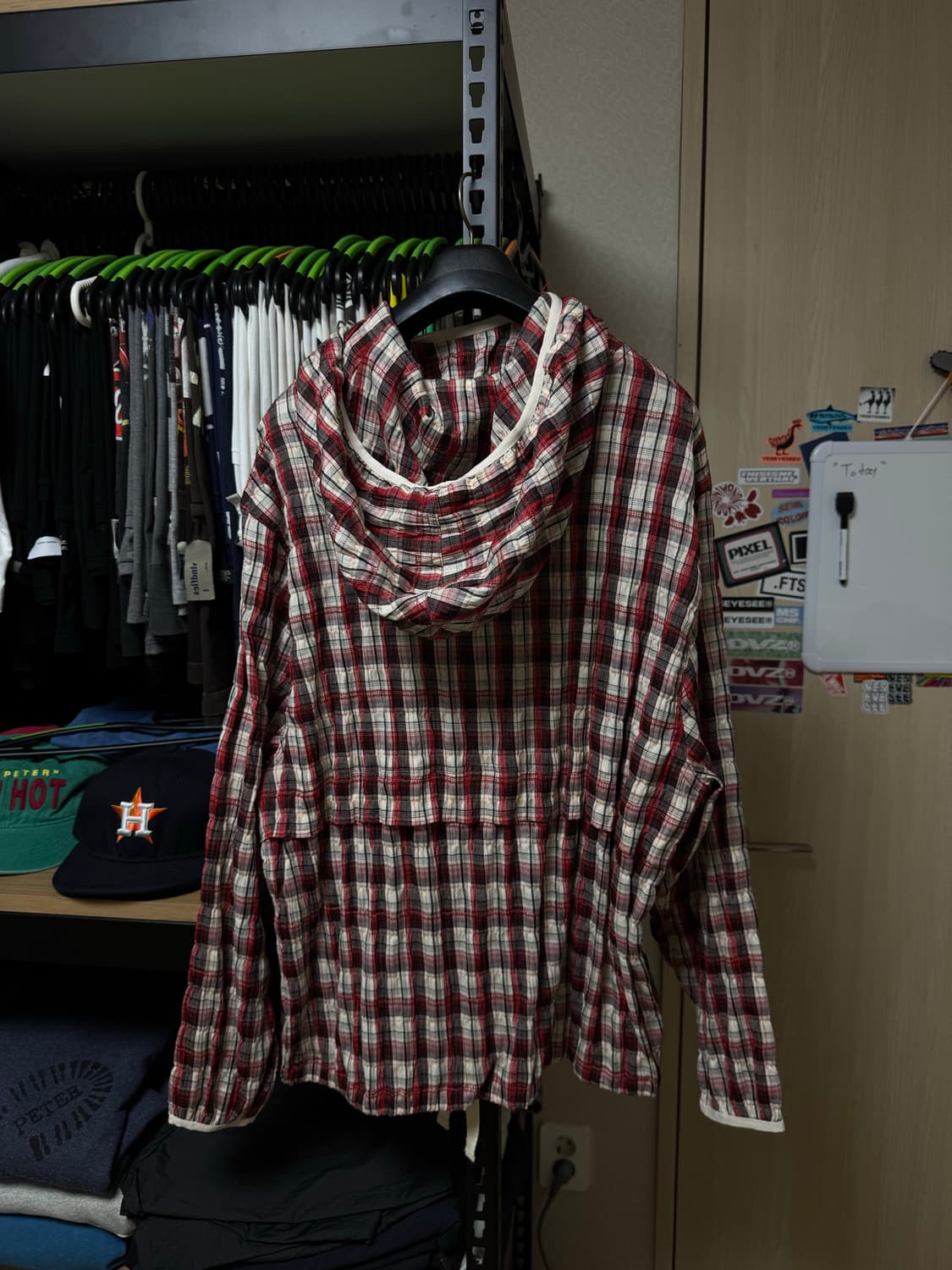 [1] 오가프 체크 후디 아노락 레드 상품이미지5