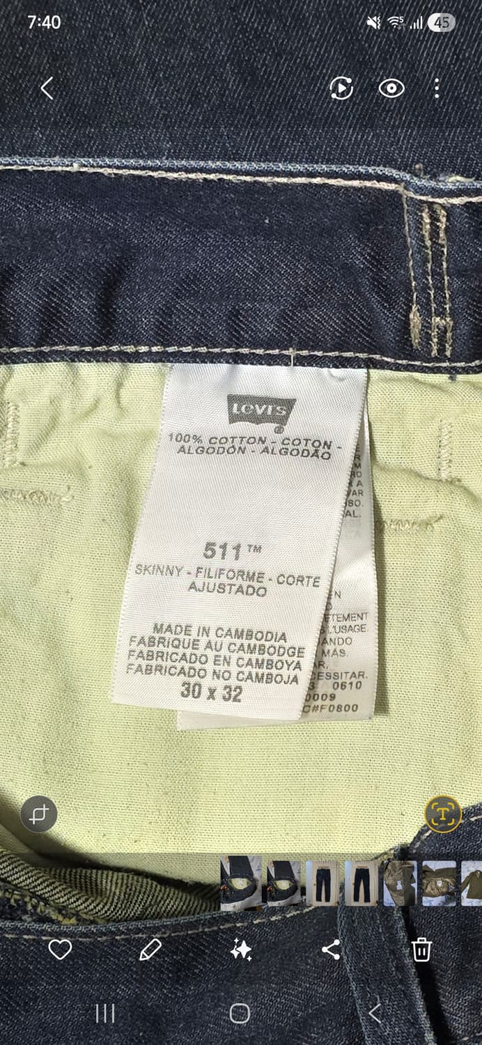 리바이스 511 데님 청바지 30x32 상품이미지3