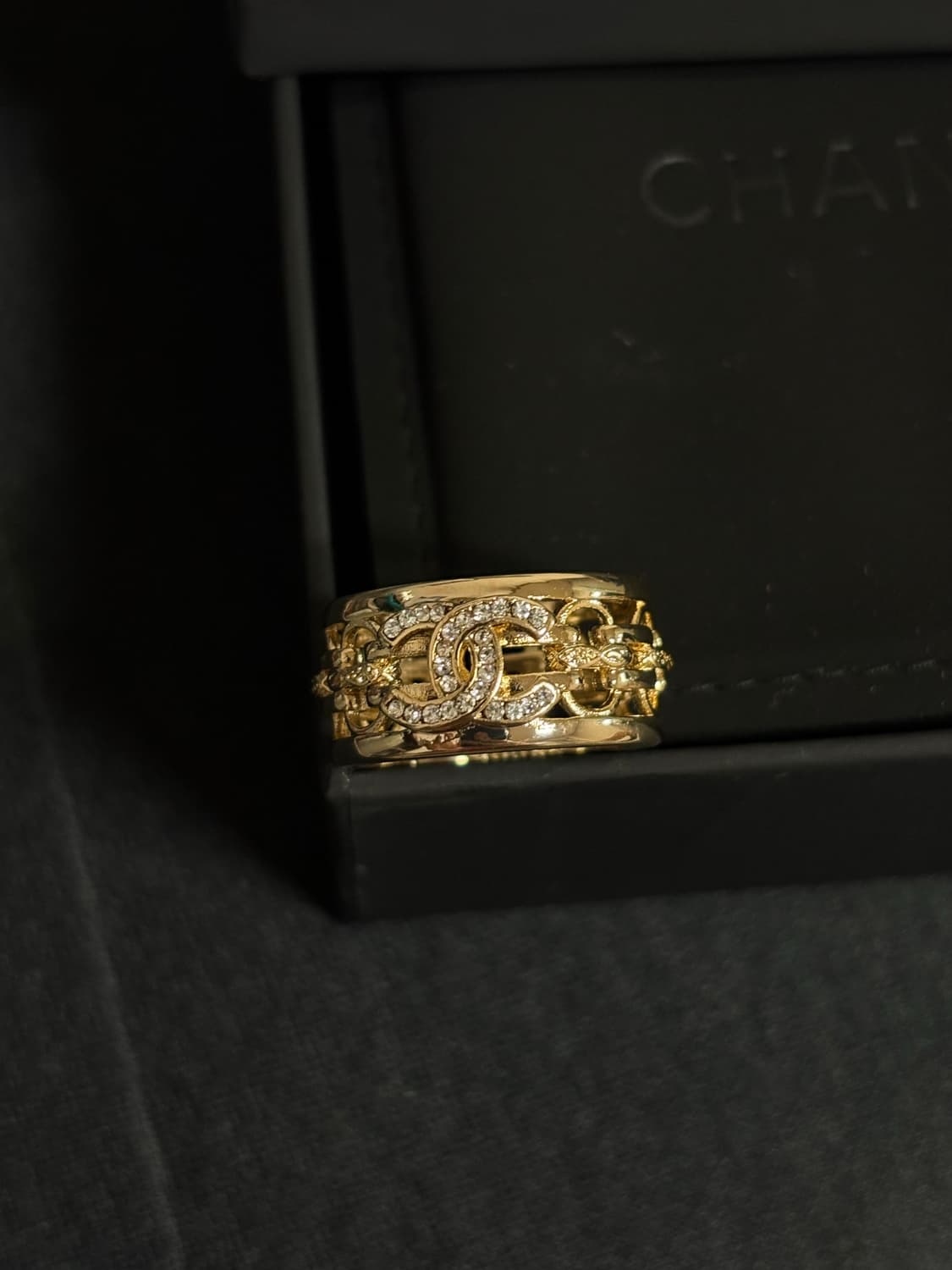 샤넬 정품 업사이클링 cc로고 샴페인 골드 볼드 반지  상품이미지1