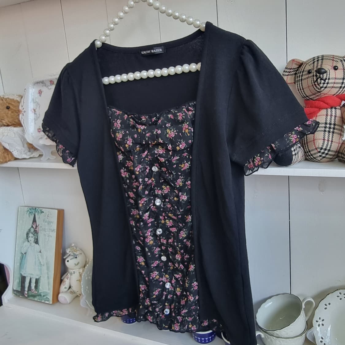 헬시카렌 리본 플라워 레이어드 반팔 상품이미지4