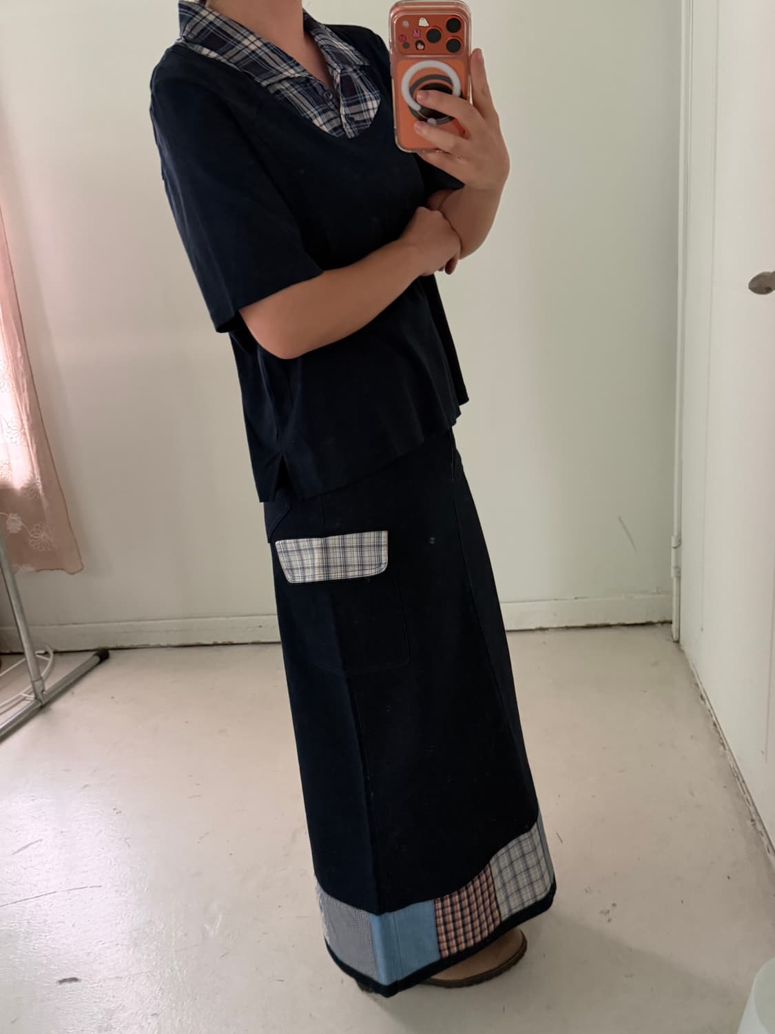 일본빈티지 프레피 체크 레이어드 반팔티 상품이미지4