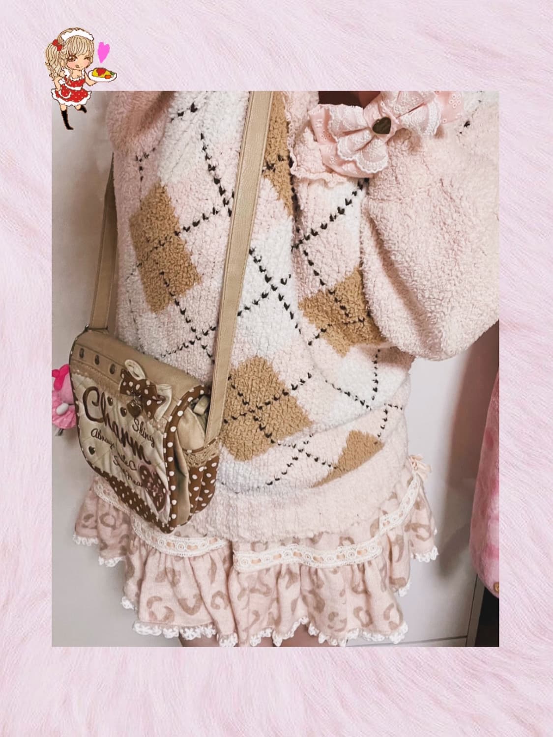 Charm 챰 도트 리본 핀터레스트 라떼갸루 가방 상품이미지4