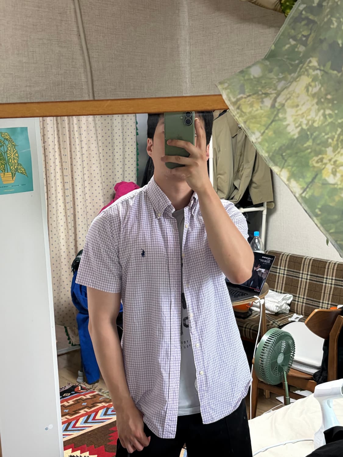 폴로 랄프로렌 커스텀핏 드레스 셔츠 반팔 체크 셔츠 상품이미지3