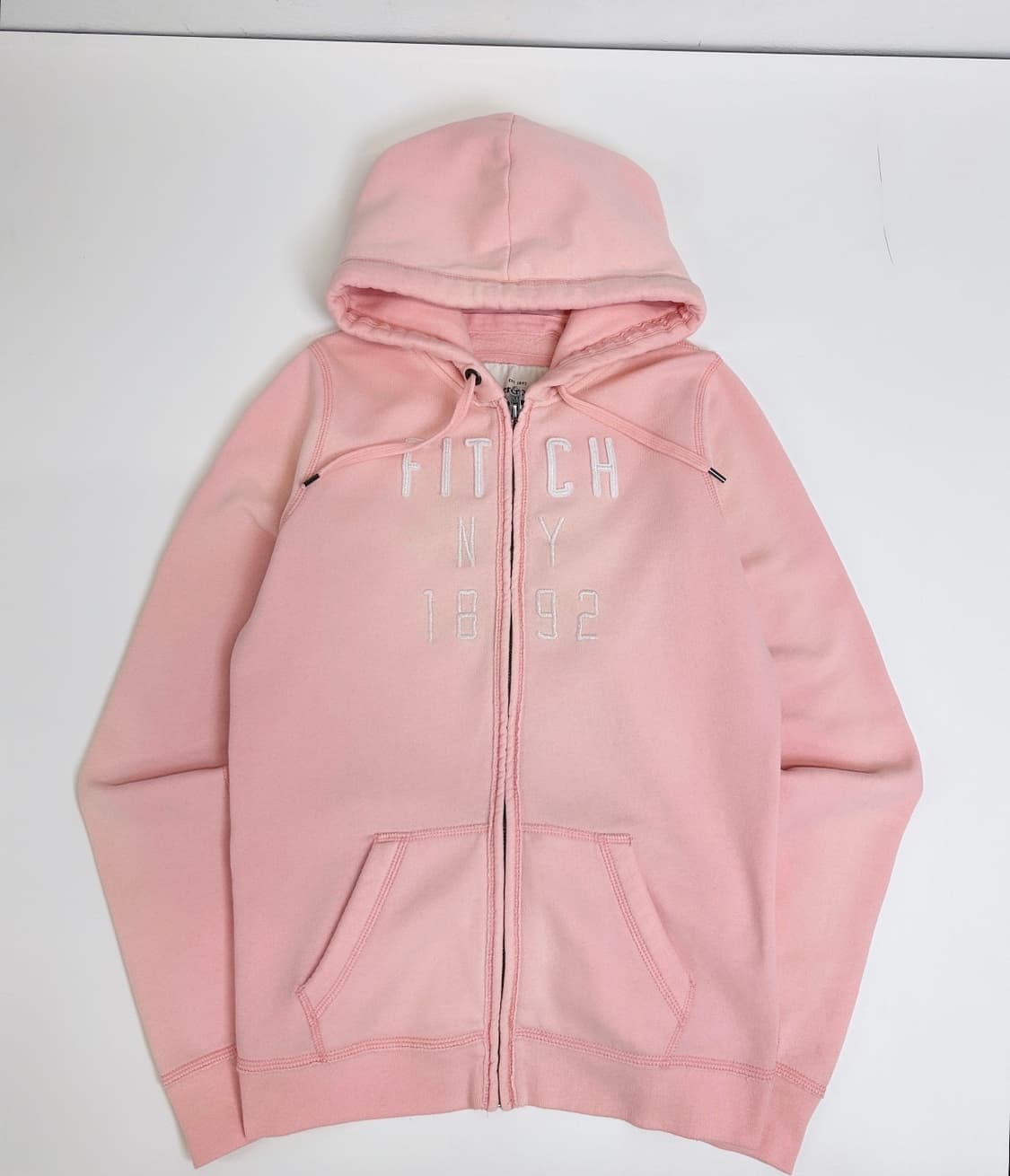 아베크롬비 스펠로고 연핑 후드집업 기모 L 상품이미지3