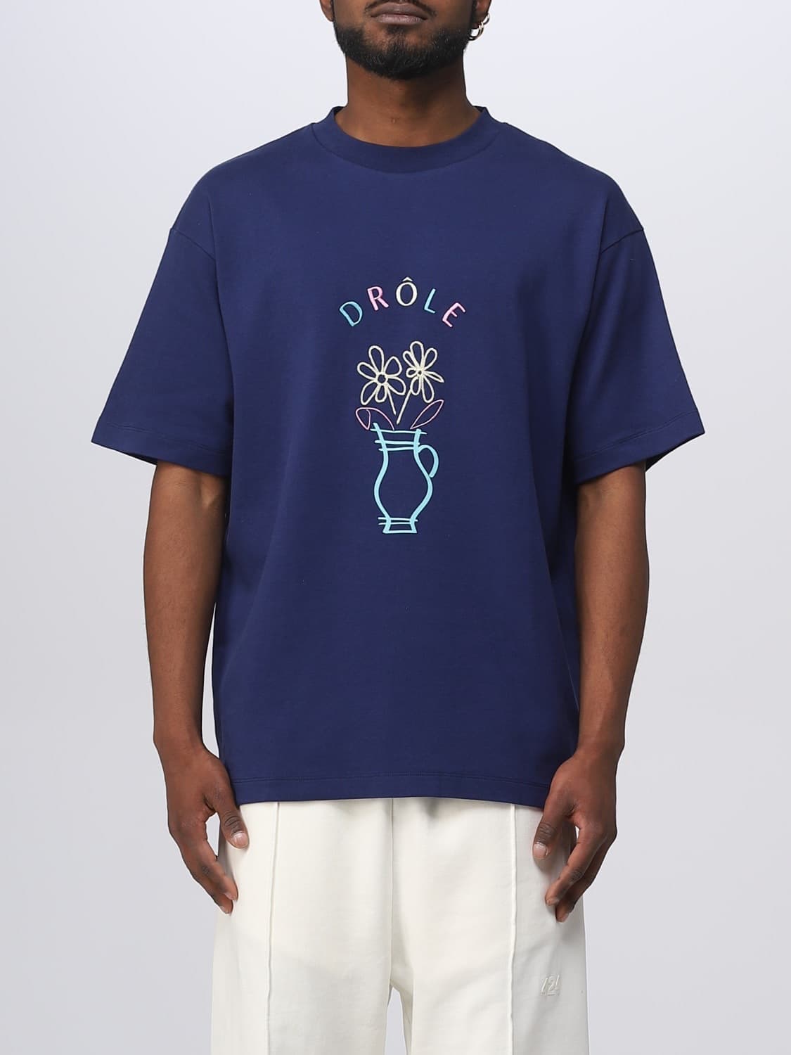 드롤드 무슈 플라워 자수 로고 티셔츠 상품이미지1