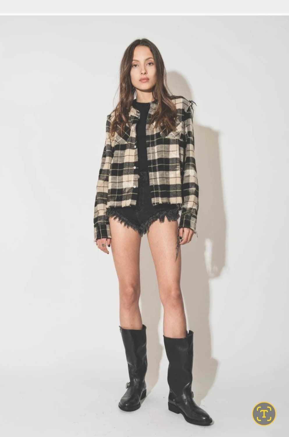 알써틴 r13 체크 크롭 셔츠 자켓 스몰 상품이미지2