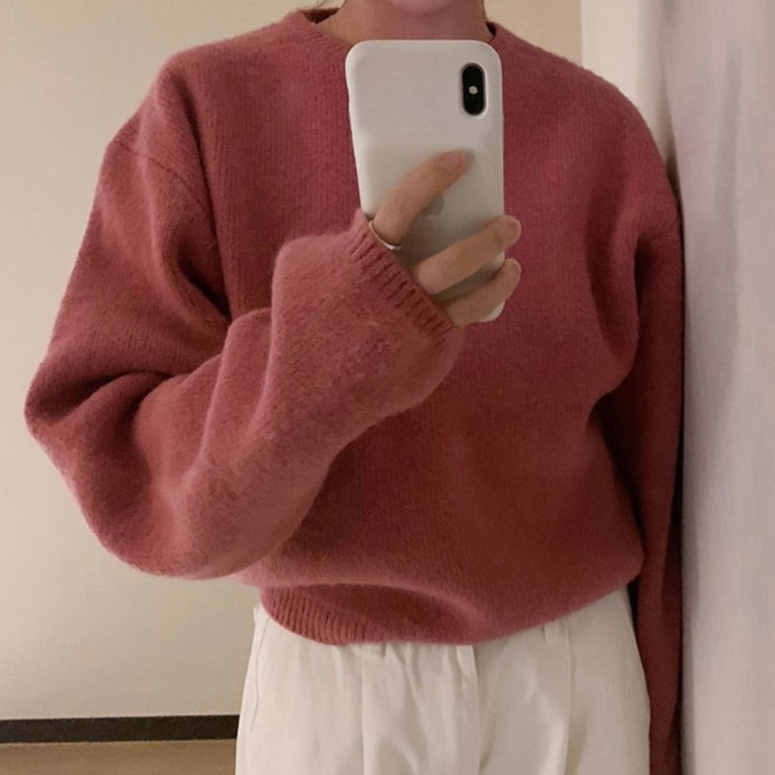 니어웨어 셔벗 니트 딥핑크 상품이미지3