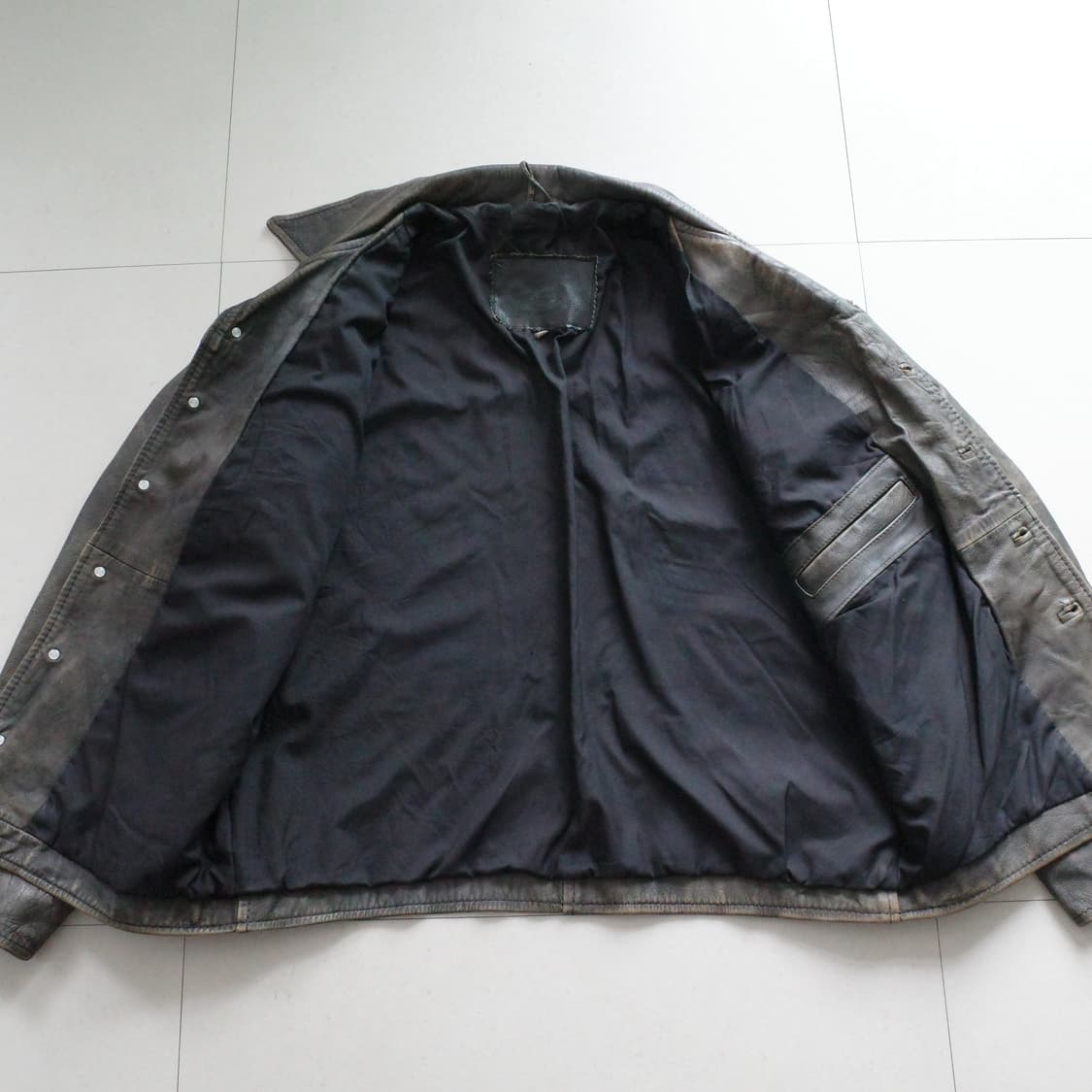 90s 프랑스 생산 빈티지 SO LONG 워크 스포츠 레더 자켓 상품이미지7