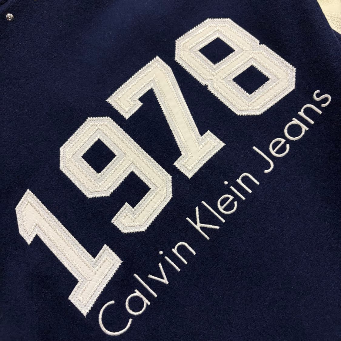 [XS] 캘빈클라인 진 울 1978 레더 배색 스타디움 자켓 C228 상품이미지8