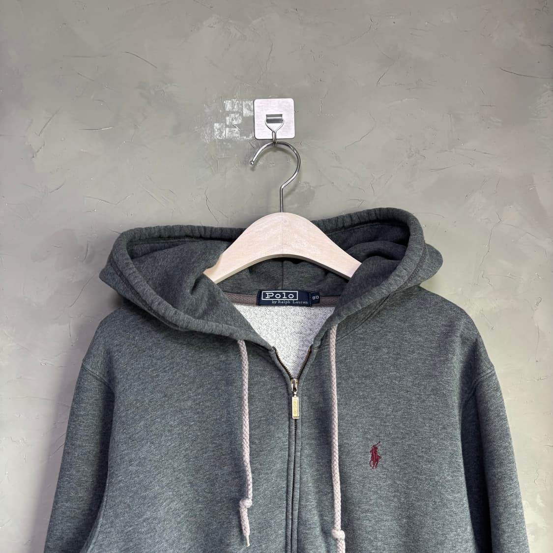 폴로 랄프로렌 후드집업 그레이 버건디 상품이미지2
