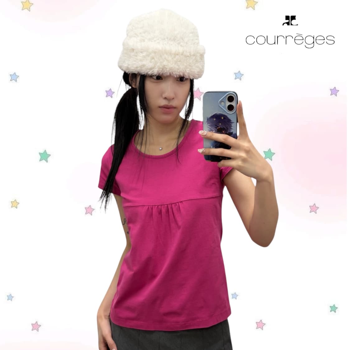 꾸레쥬 셔링 반팔 상품이미지1