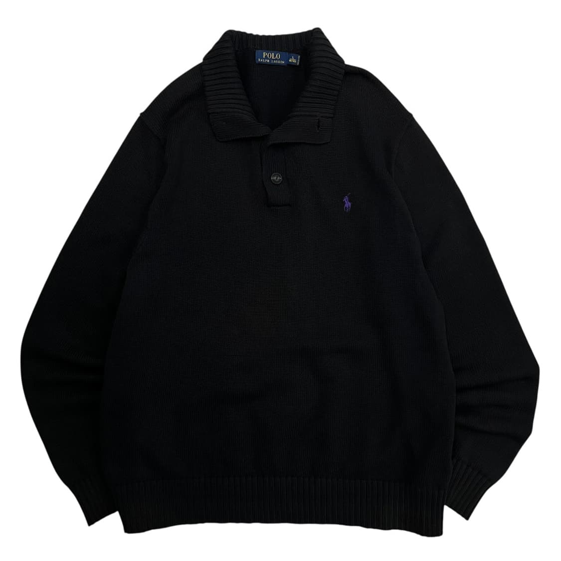 폴로 랄프로렌 퍼플포니 블랙 버튼 니트 L 상품이미지2