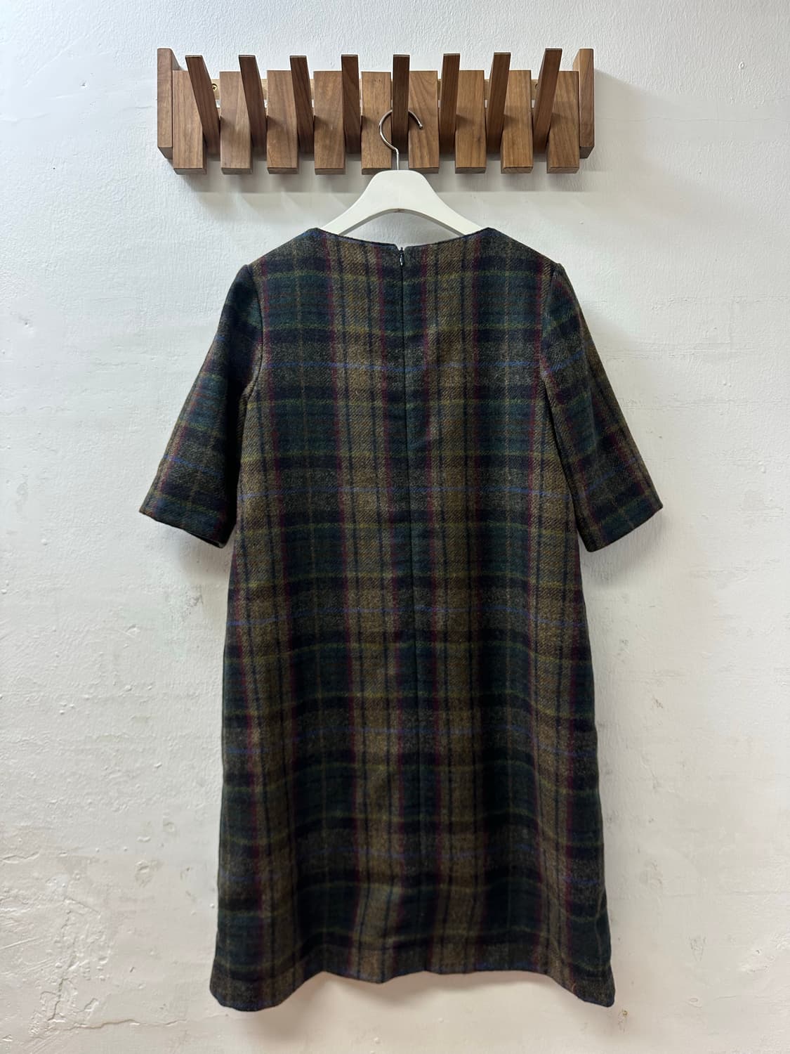 MOON 울 타탄체크 하프슬리브 포켓 원피스 상품이미지4