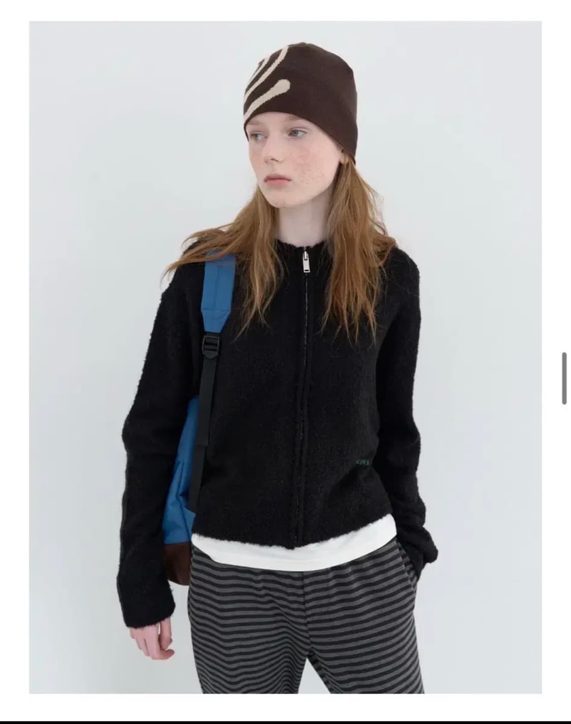 엔조블루스 부클 니트집업 블랙 상품이미지2