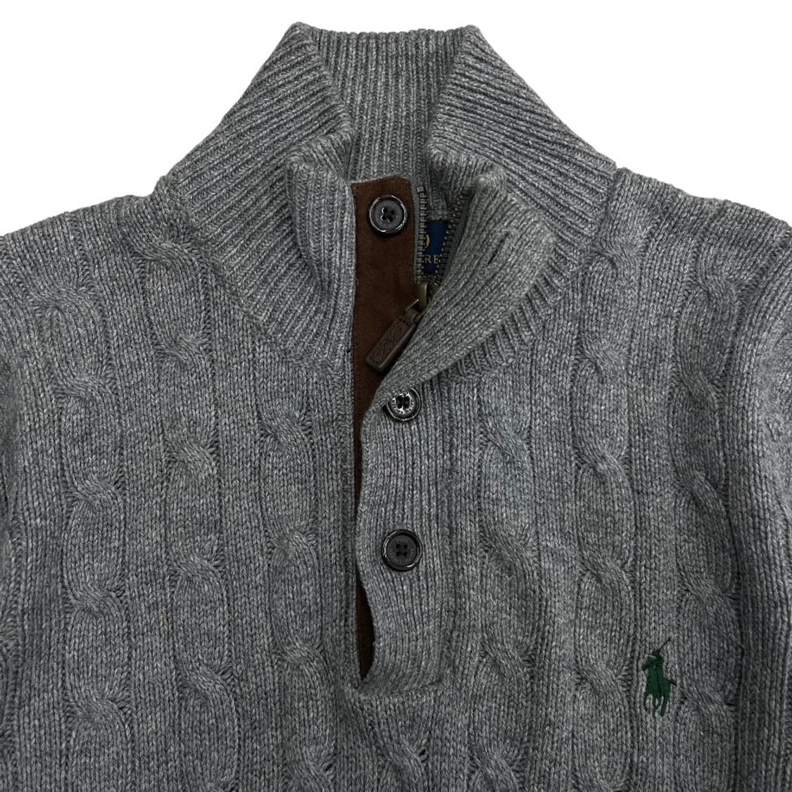 폴로 랄프로렌 딥그린포니 그레이 꽈배기 버튼 니트 S 상품이미지6