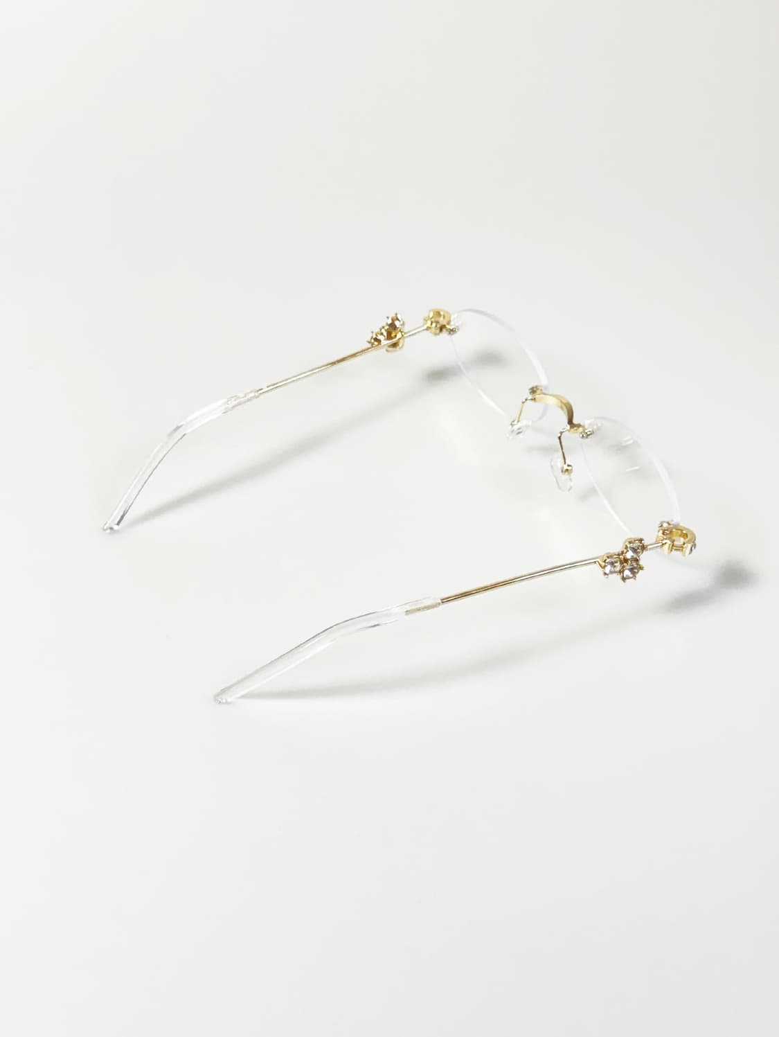 무테 오벌 골드 메탈 프레임 큐빅 디테일 빈티지 안경 상품이미지5