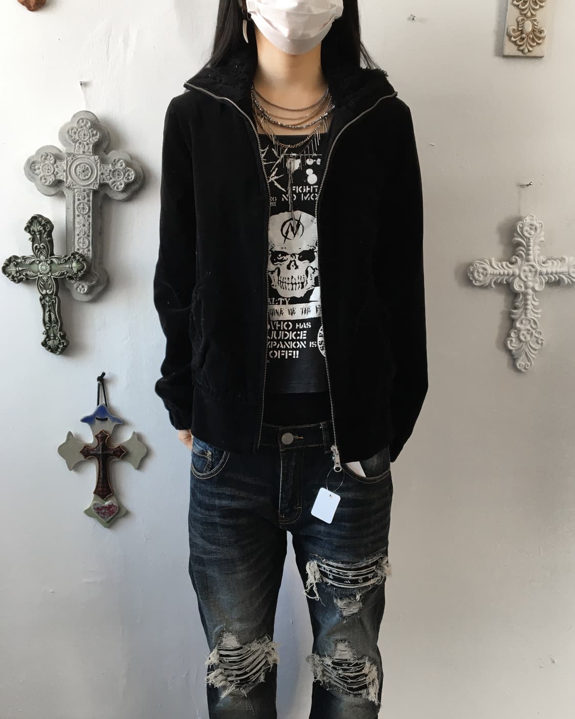 Fur collar velour zip up 상품이미지9