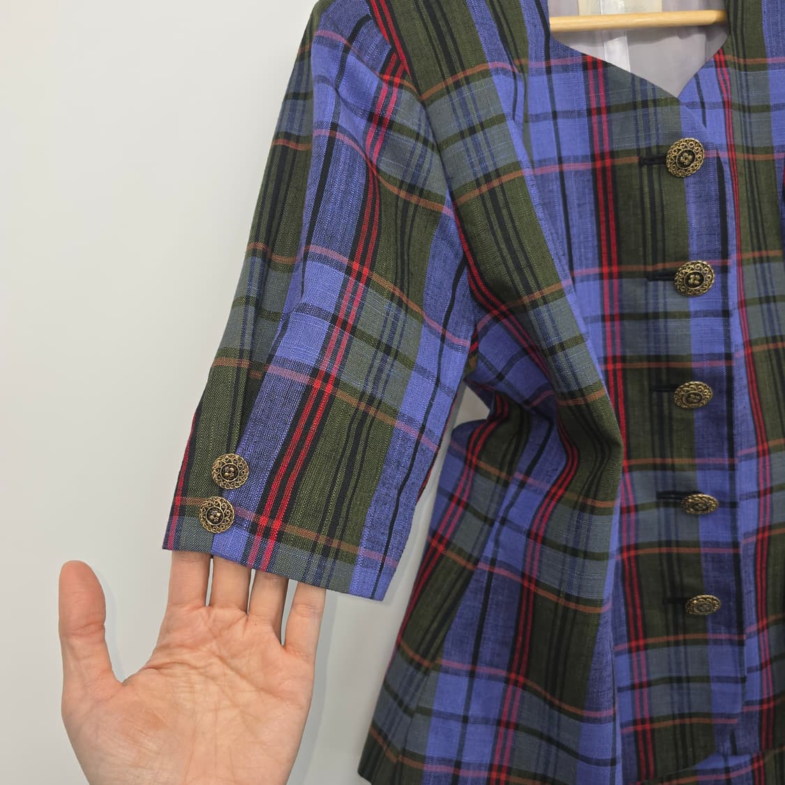 빈티지 체크 투피스 세트 클래식 자켓 스커트 세트 레트로 여성룩 상품이미지9