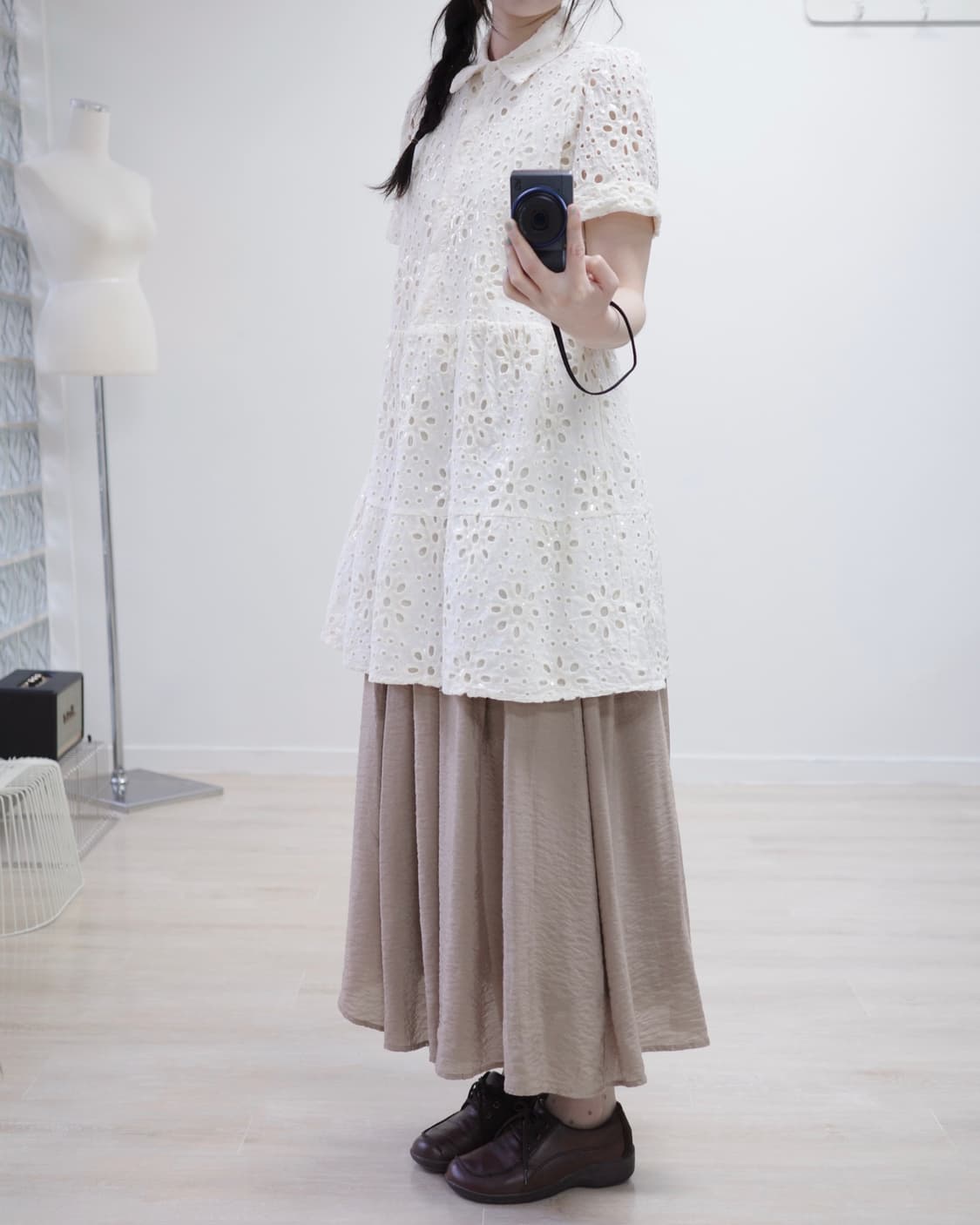  Beige A line long Skirt 상품이미지5