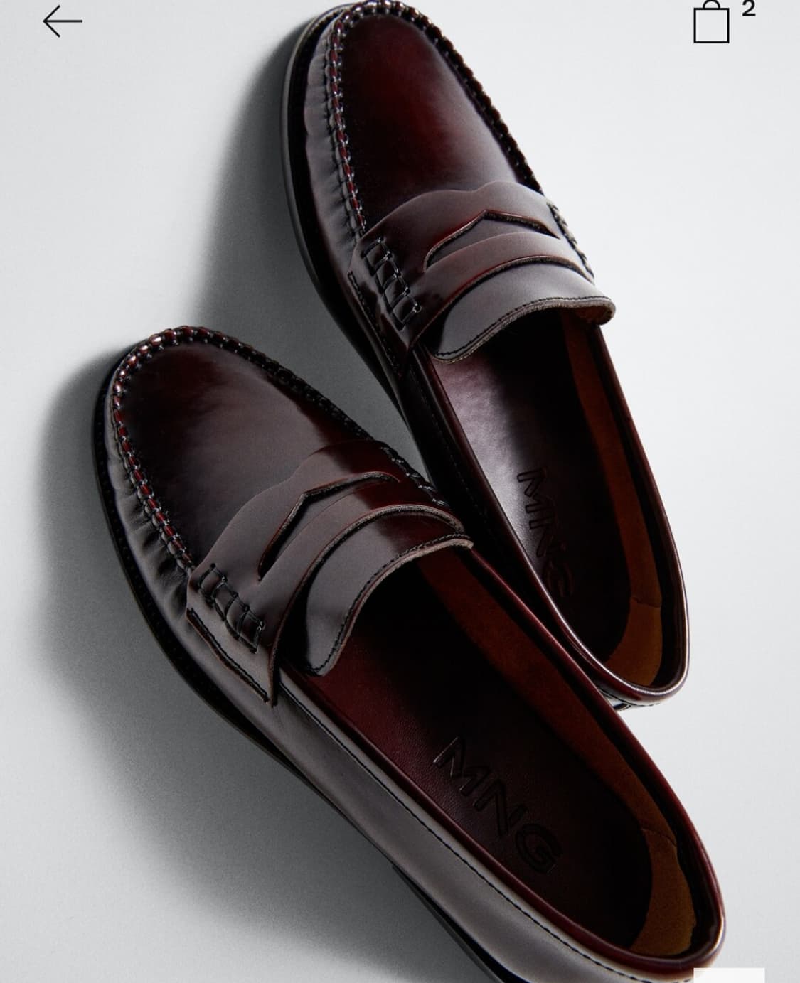 새상품 정품 망고 소가죽 페니 로퍼 버건디 38 상품이미지2