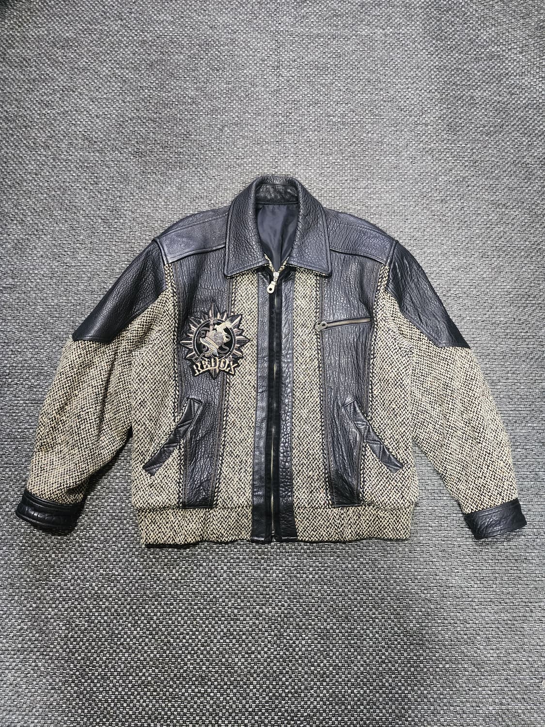 빈티지 레녹스 가죽 트위드 배색 자켓  105 상품이미지1