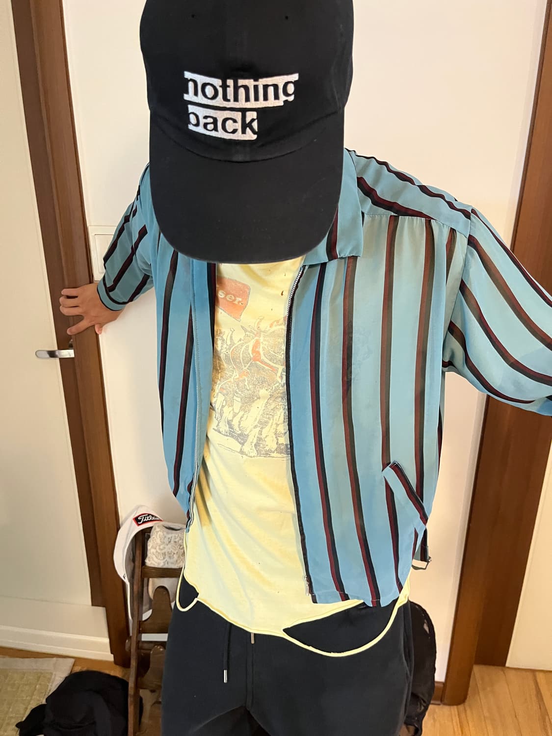 블루 스트라이프 시스루 자켓. 상품이미지3