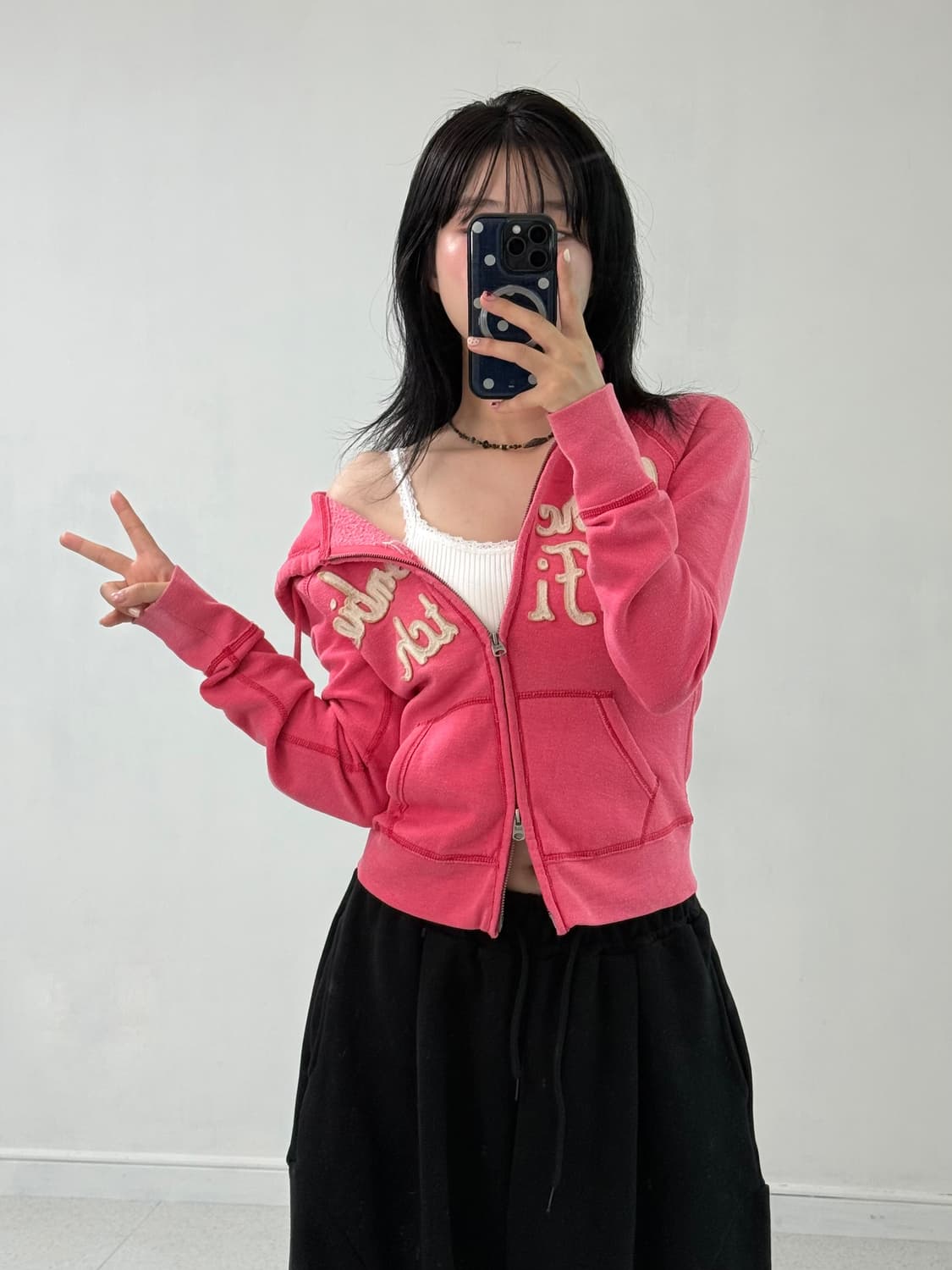 아베크롬비 핑크 투웨이 후드집업 상품이미지2