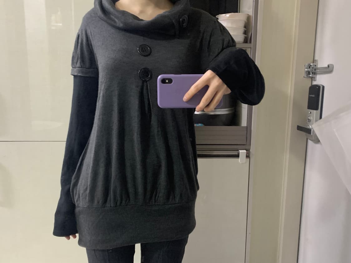 Button point polo neck onepiece 상품이미지7