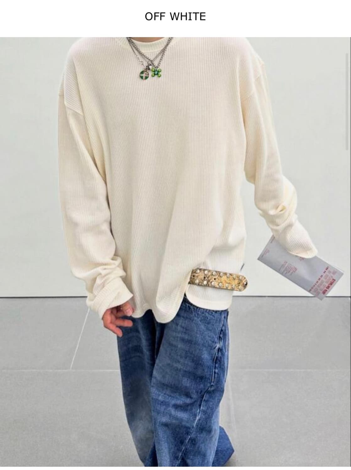 [OS]언타이틀드 아이딜 와플 롱슬리브 오프화이트 상품이미지1