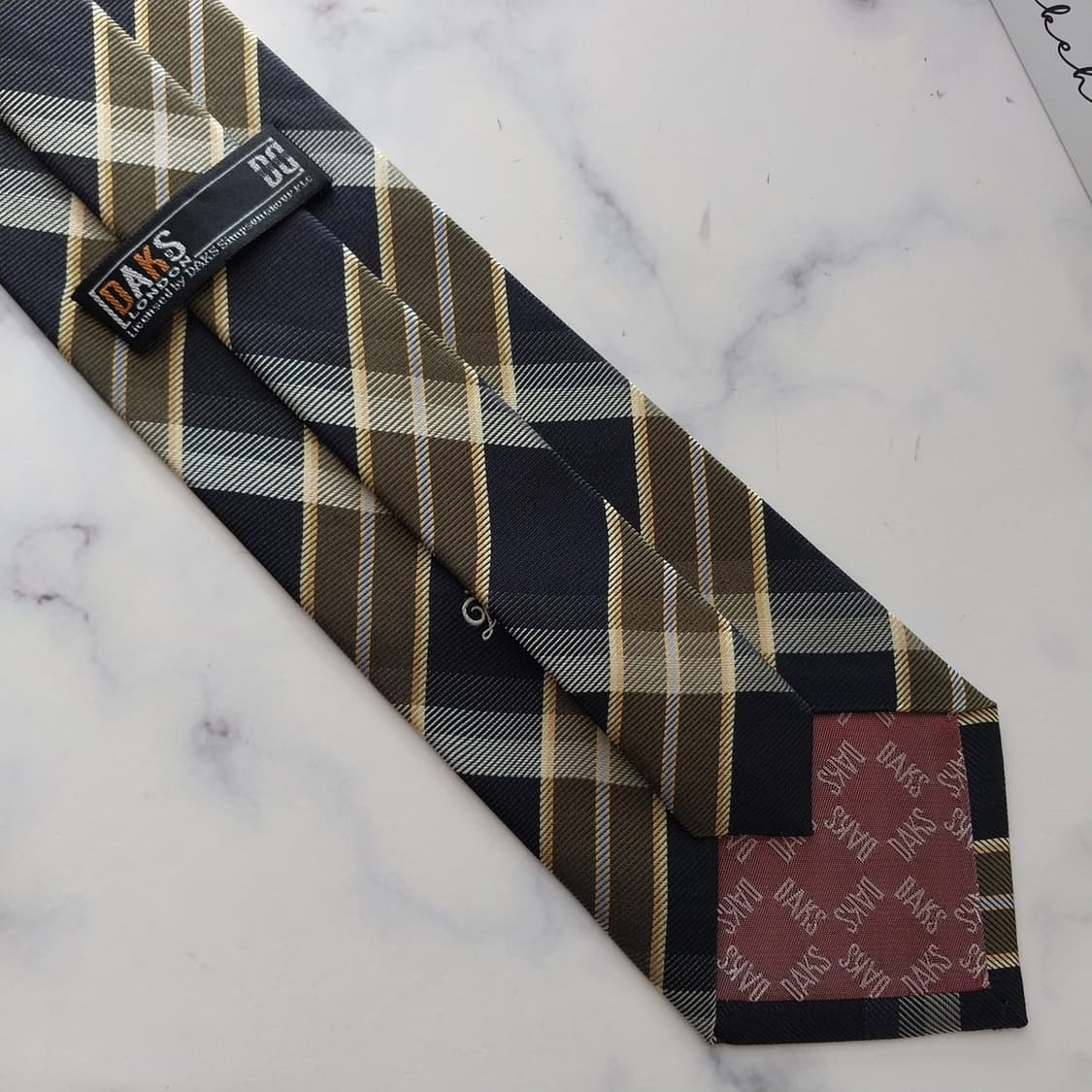 닥스 실크 네이비 체크 넥타이 9.8cm A+등급 K2072 상품이미지8