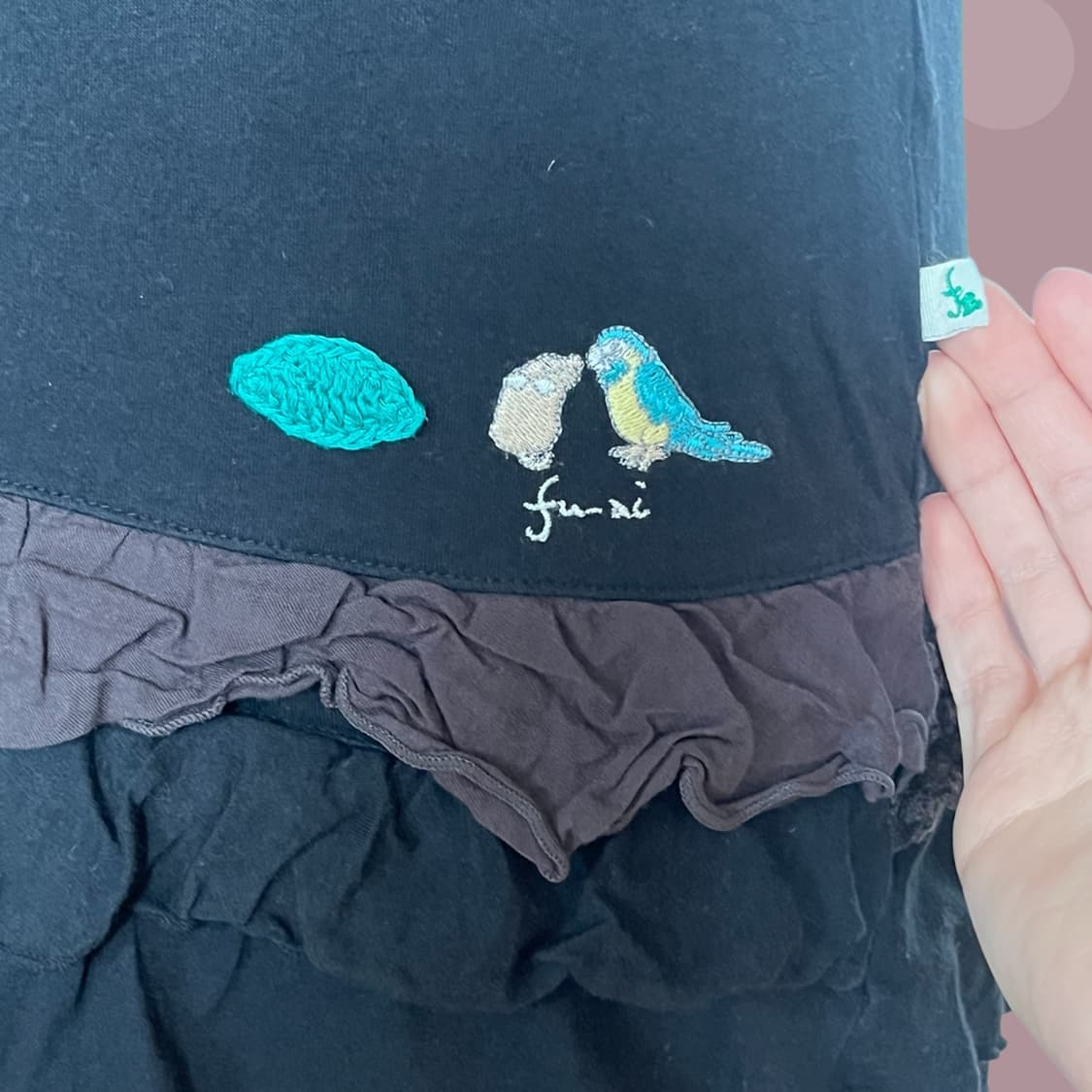 빈티지 모리걸 블랙&브라운 러플 슬리브리스 원피스 상품이미지4