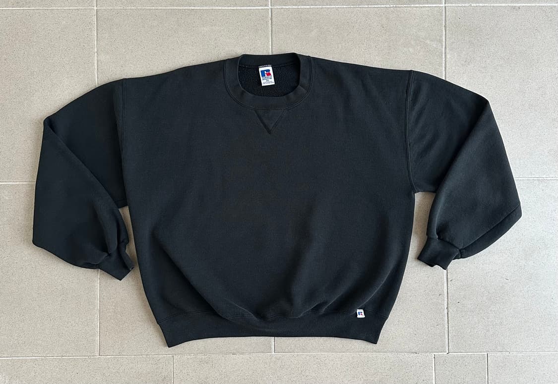 90s 빈티지 러셀 스웻셔츠 블랙 XXL USA 상품이미지1