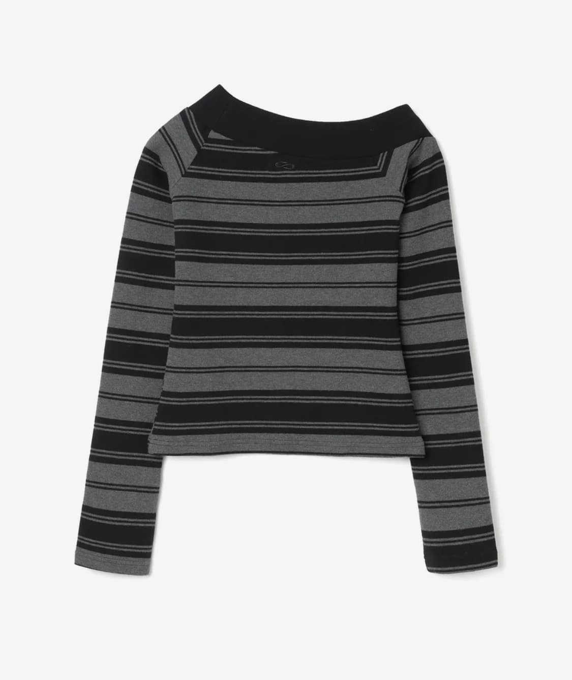 밀로 우먼– 원 숄더 스트라이프 티셔츠 [차콜 그레이] 상품이미지4