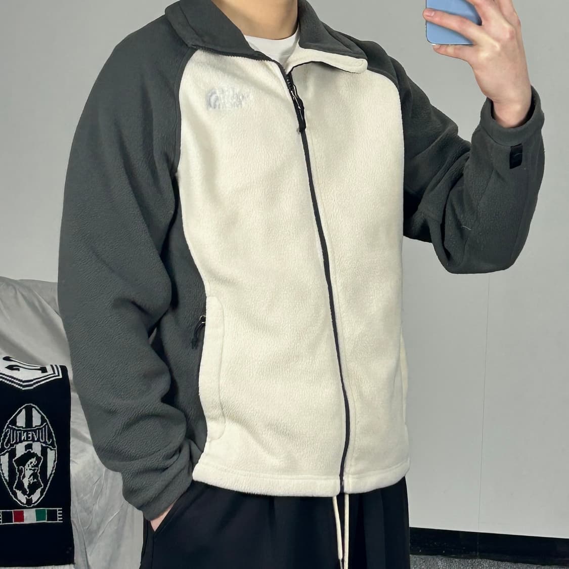 노스페이스 그레이 배색 집업 플리스 S  상품이미지1