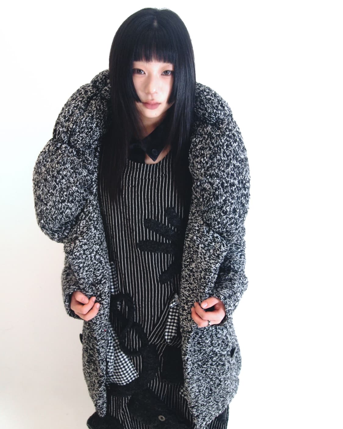 Cloud puff collar thick bokashi coat 상품이미지6