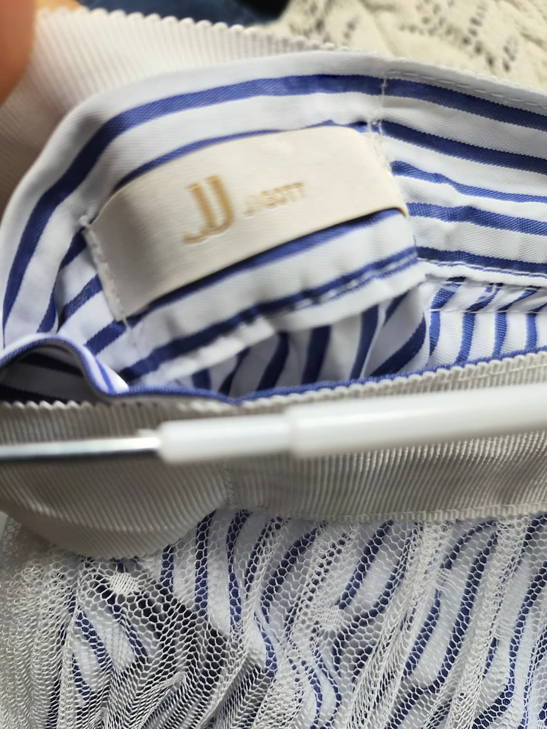 스톤비즈 벌룬 반팔 데님자켓.지고트 레이스 원피스 상품이미지9