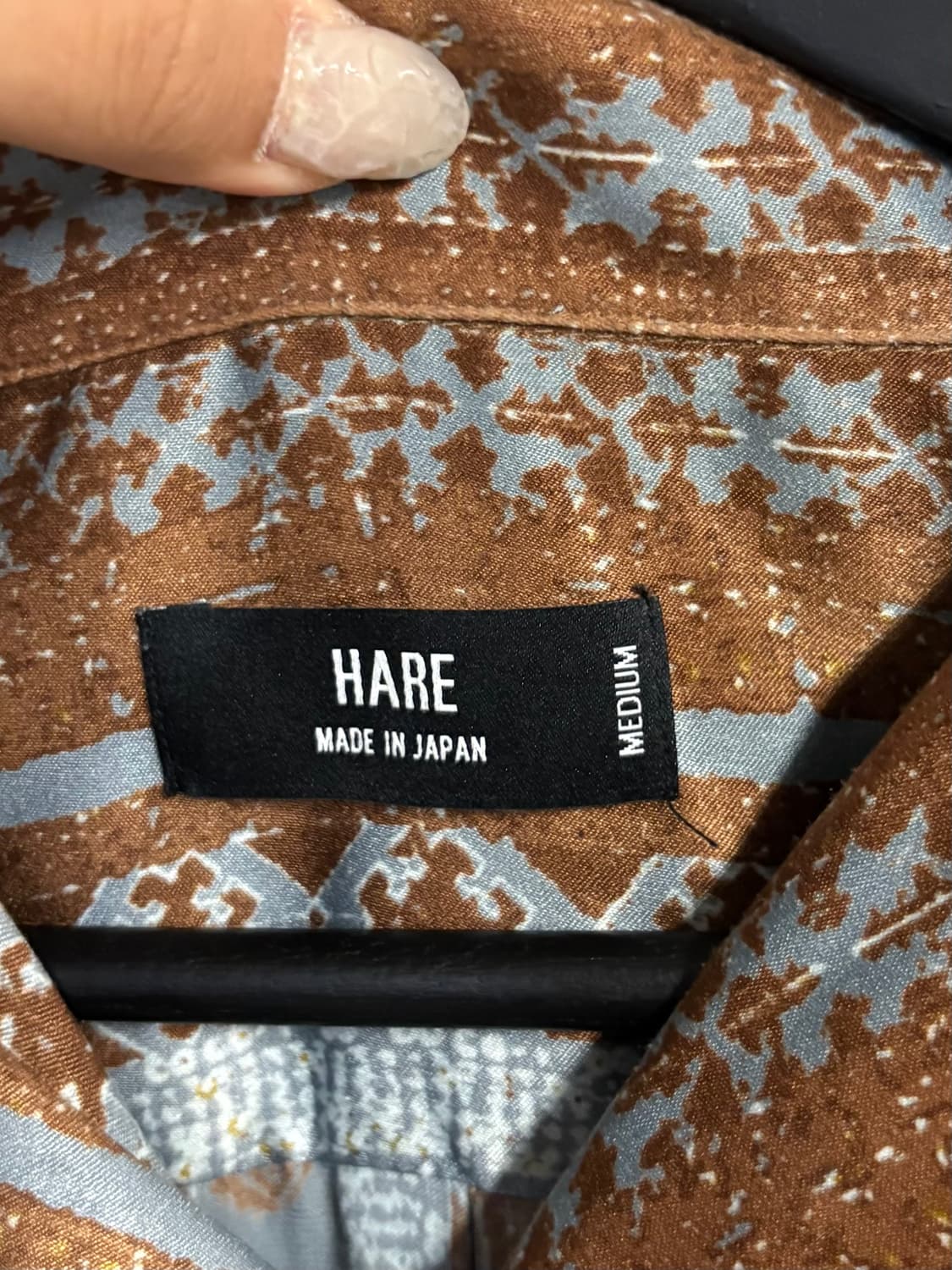 HARE pattern shirt brown/blue  상품이미지7