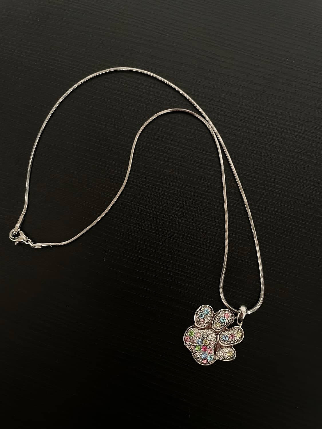 빈티지 갸루 페어리 강아지 발바닥 큐빅 목걸이 상품이미지2