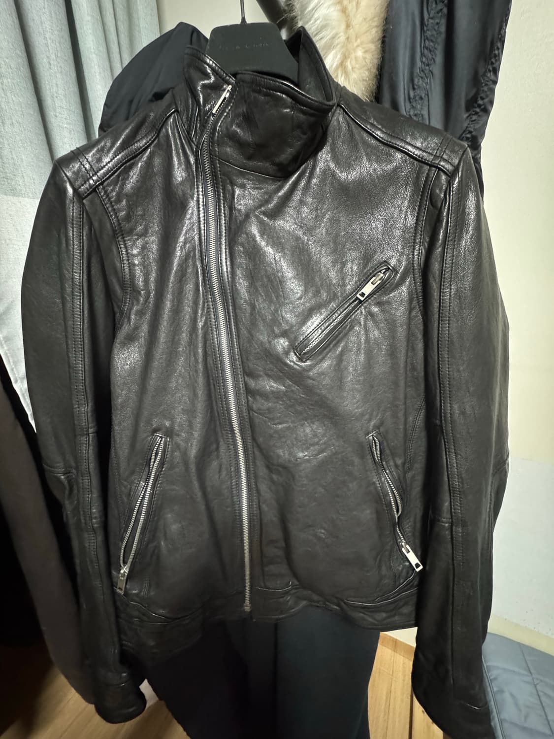 빈티지 사선 더블 집업 가죽자켓 상품이미지2