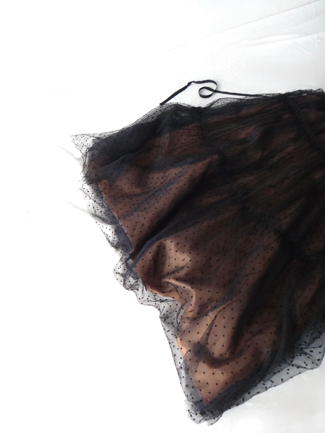 Dot strap mix tulle skirt / black 상품이미지2