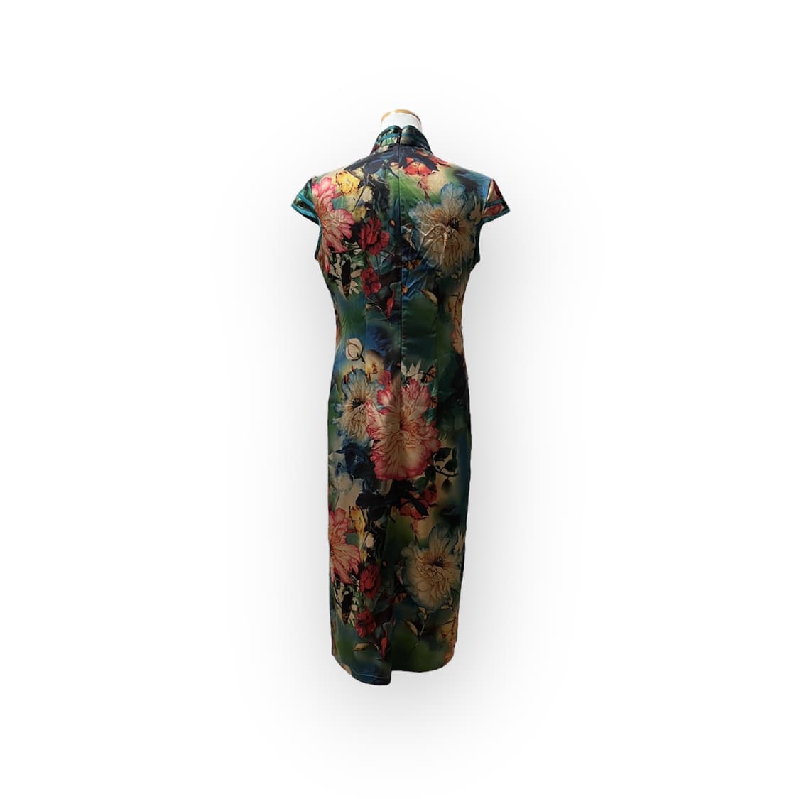 청록 플로랄 치파오 스타일 드레스 상품이미지2