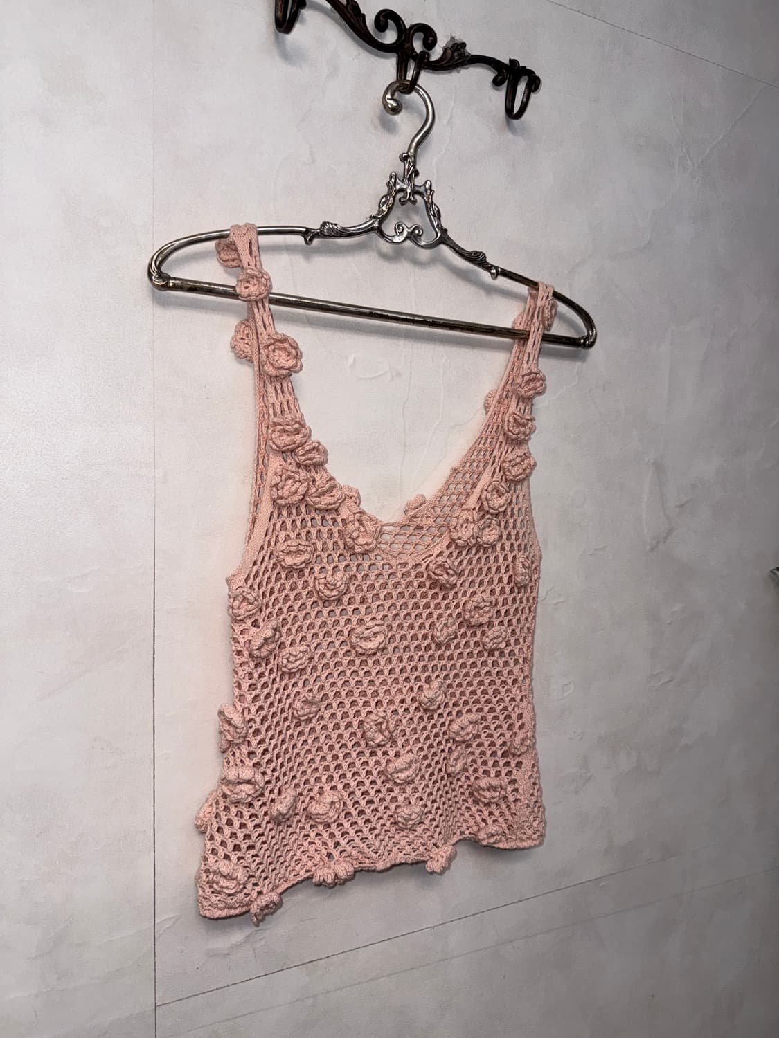 Baby pink flower crochet net sleeveless  상품이미지2