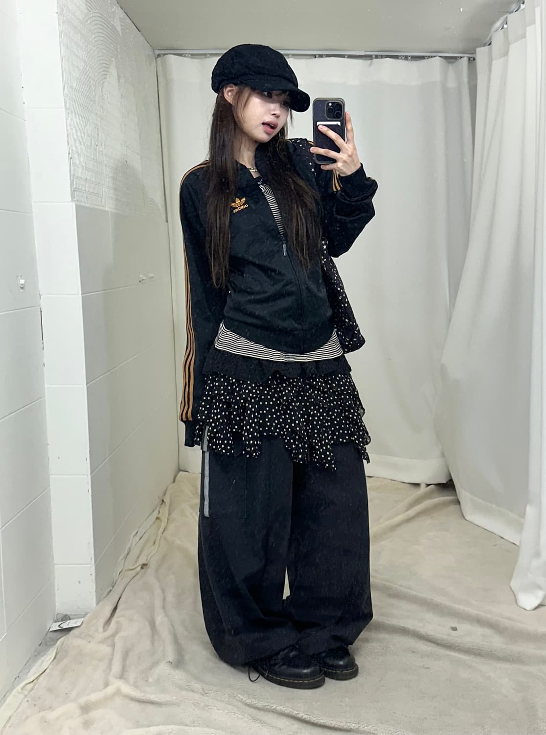 블랙 아디다스 져지 도트 스트릿 러힙 코디세트 상품이미지2
