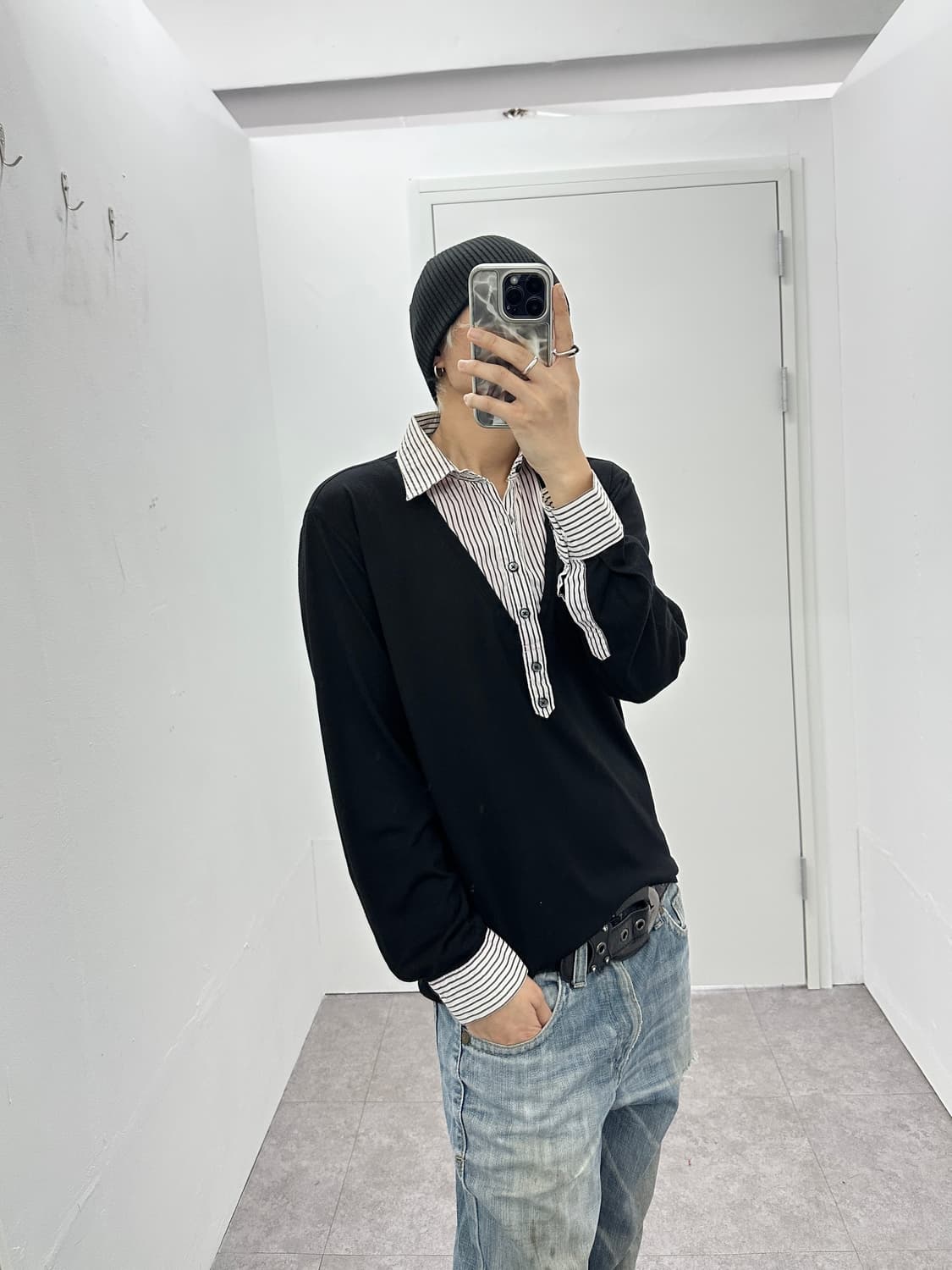 BOYS homme fake shirts layered sleeve 상품이미지2