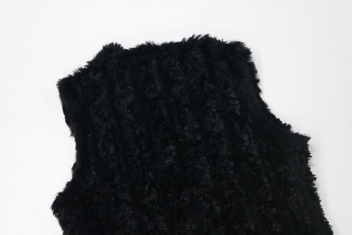 ST.CT 빈티지 리얼 래빗 퍼 텍스처드 블랙 베스트 상품이미지8