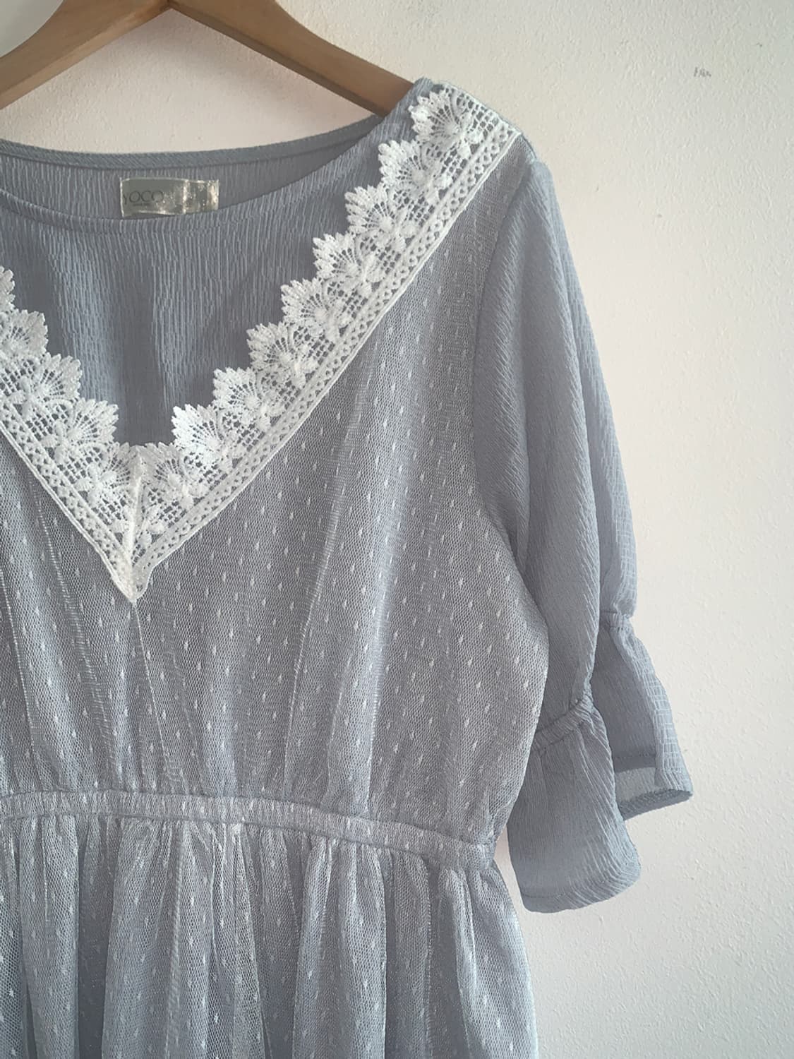 Dot v lace collar dress 상품이미지4